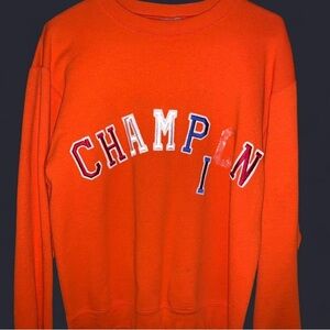 Champion Men's Orange Crewneck Sweater